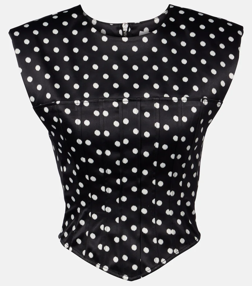 Polka-dot satin corset top