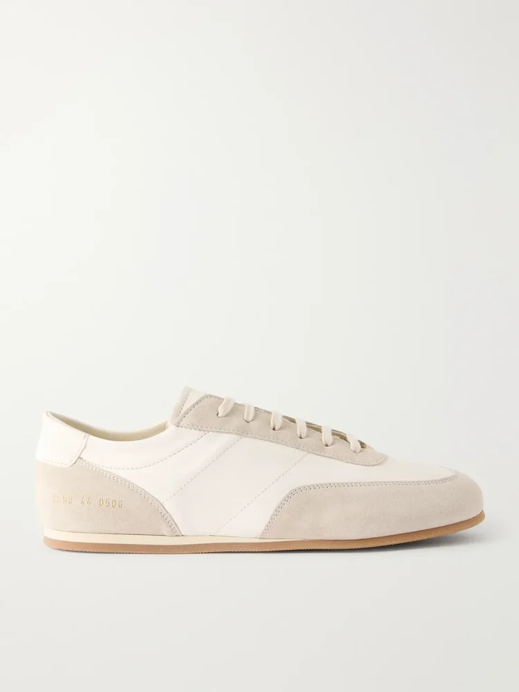 Minimal Runner Suede-Trimmed Leather Sneakers