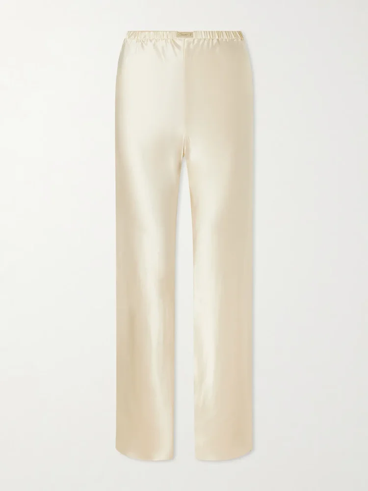 Silk-bias straight-leg pants