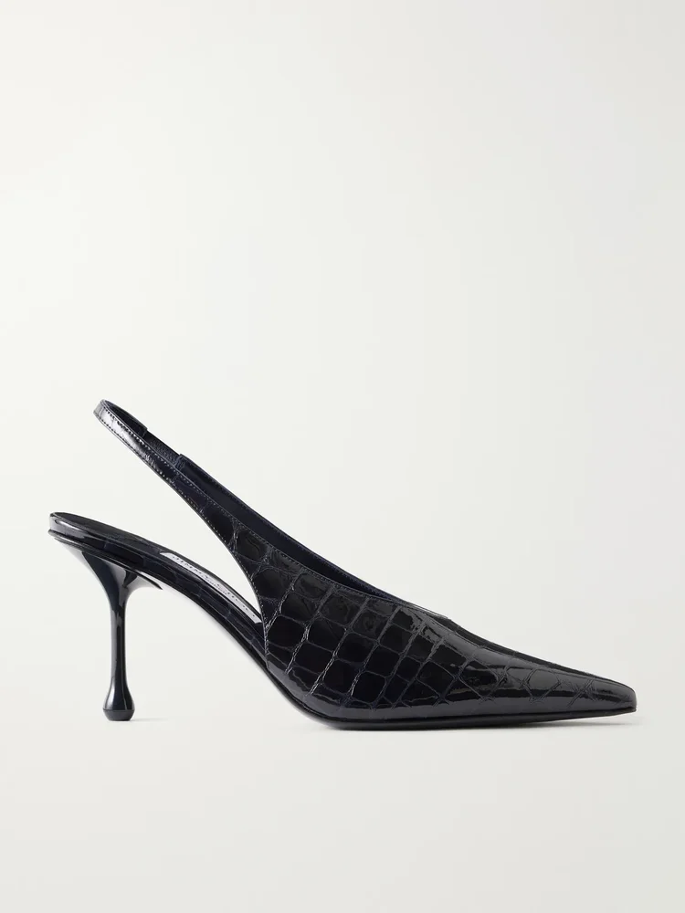 isa 80 croc effect leather slingback pumps
