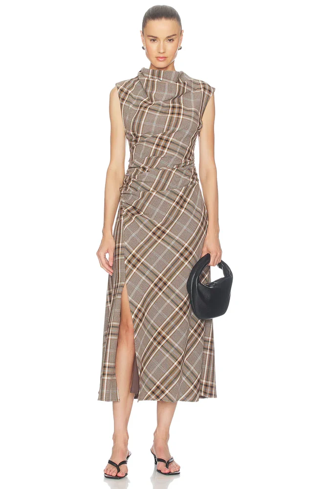 Burke Sleeveless Draped Midi Dress
