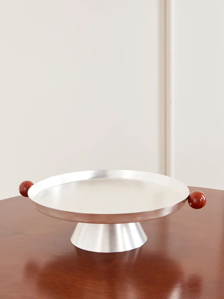 Silver-plated and stone cake stand