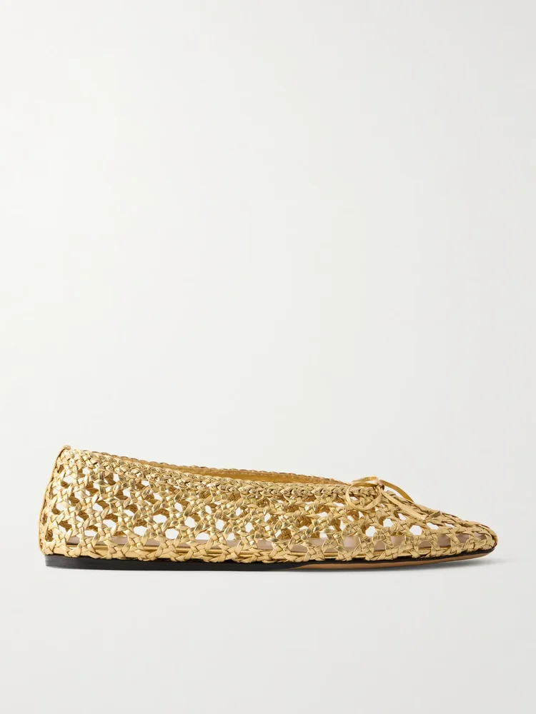 Woven leather ballet flats