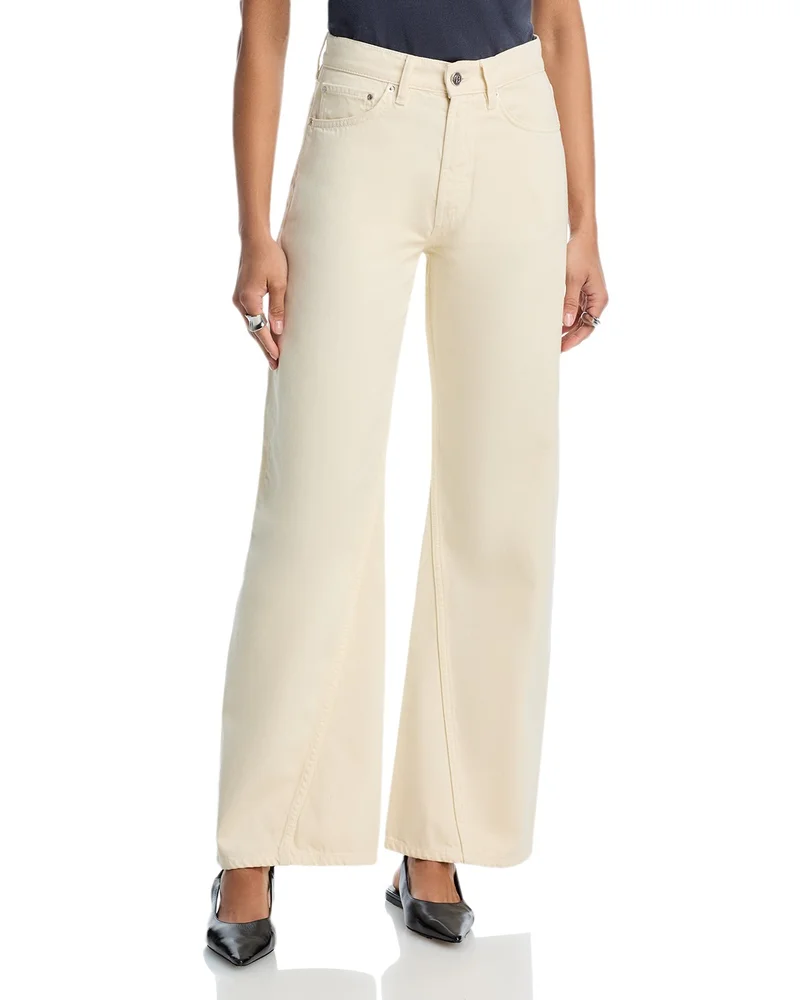 High Rise Baggy Wide Leg Jeans in Ecru