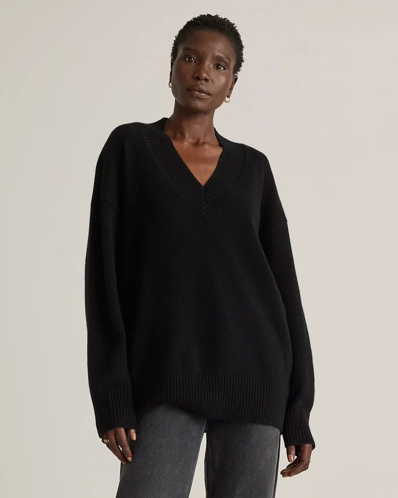 Mongolian Cashmere Oversized V-Neck Sweater