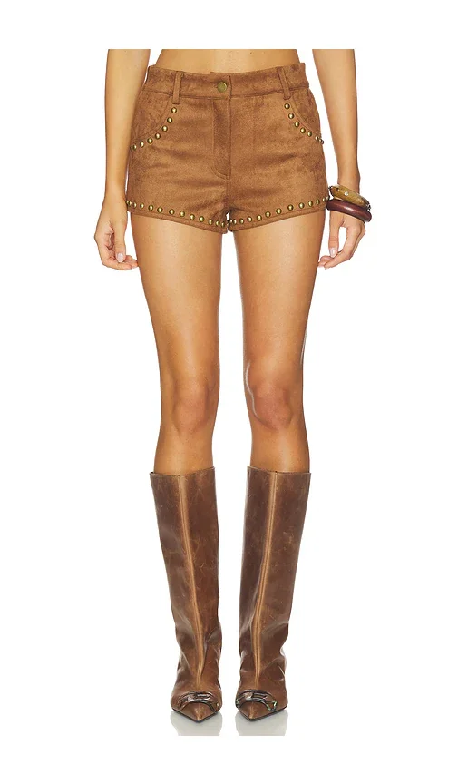 Leanan Studded Faux Suede Short