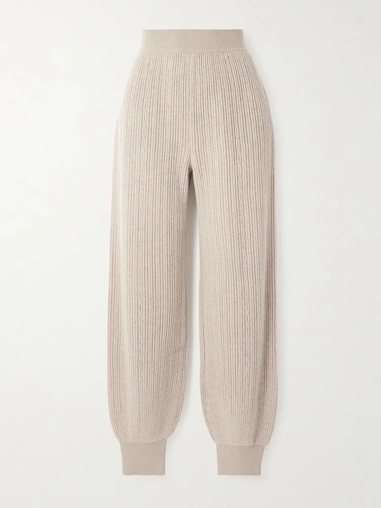 Plane Tree ribbed cashmere-blend tapered pants