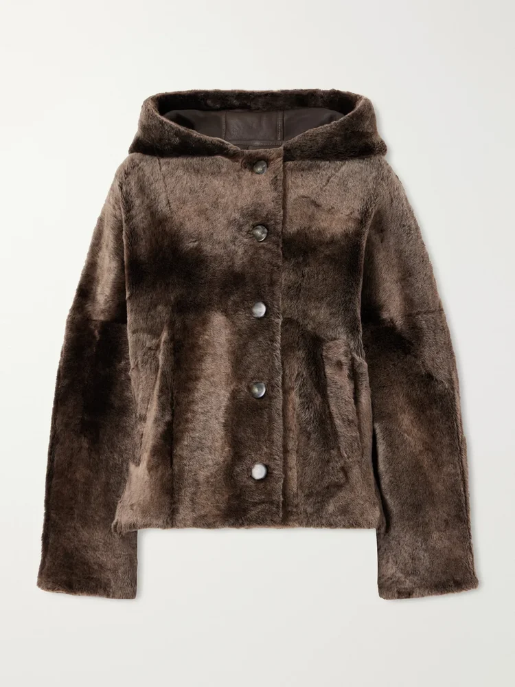 Hooded shearling jacket