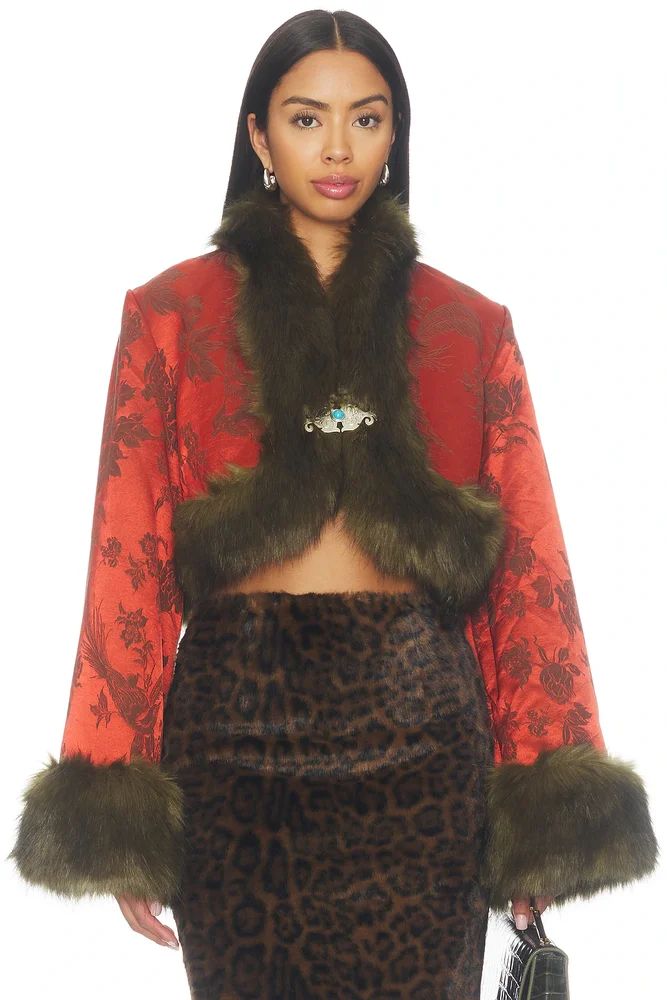 Moon Silk Brocade Cropped Jacket