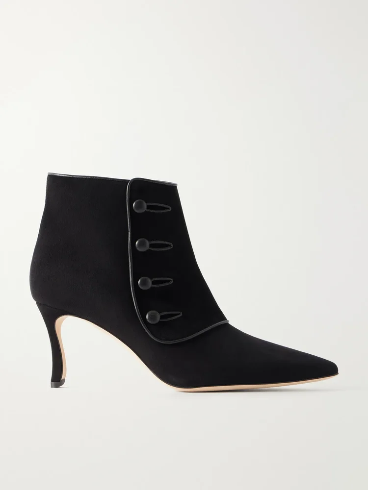Vivés 70 leather-trimmed suede ankle boots