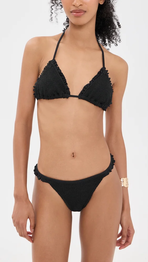 Ruffle Tie Bikini Set (Black)