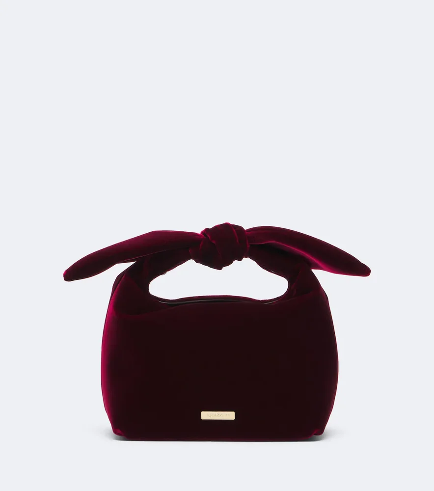 Bow Tie Mini Velvet Top-Handle Bag