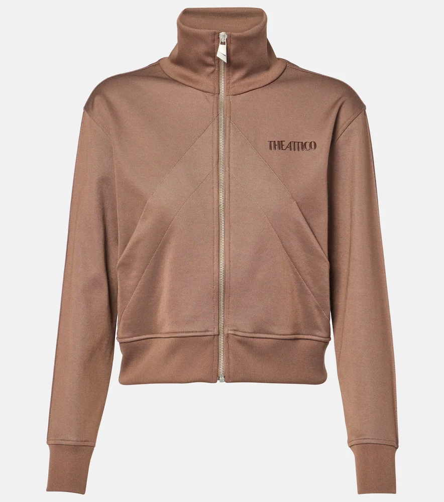 Zip-up cotton-blend fleece sweatshirt