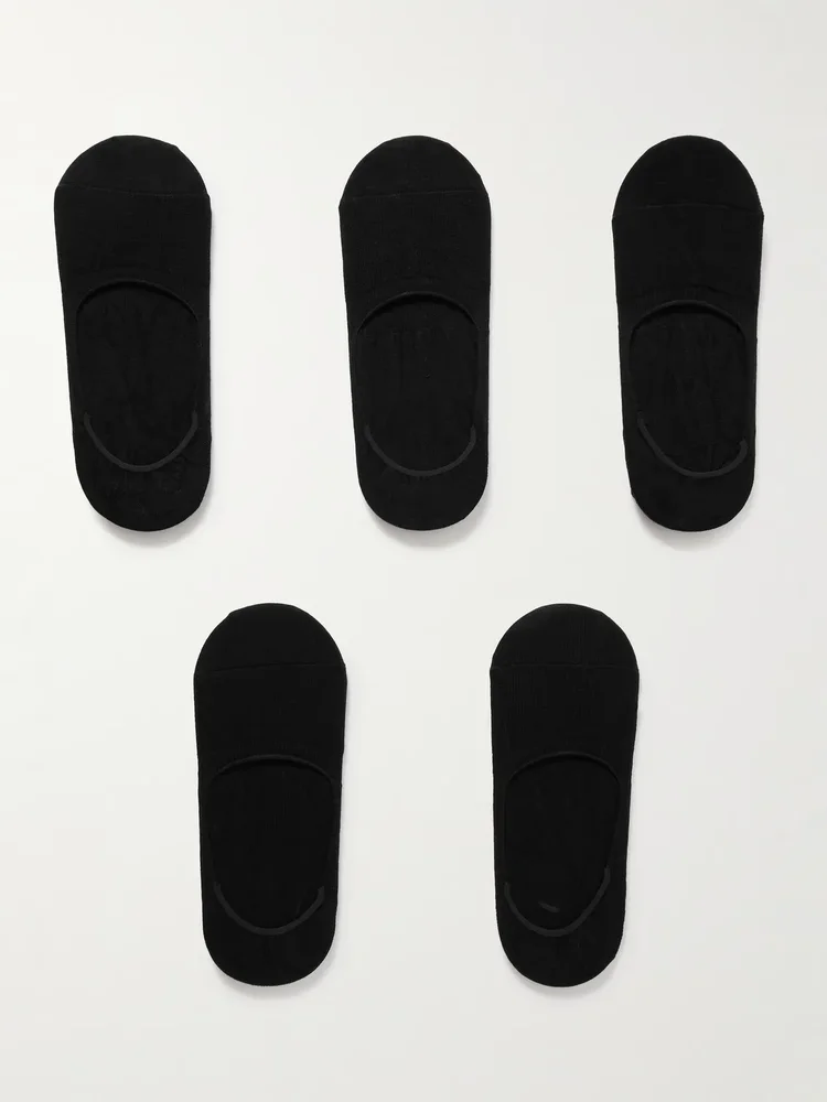 Step Casual Five-Pack No-Show Cotton-Blend Socks