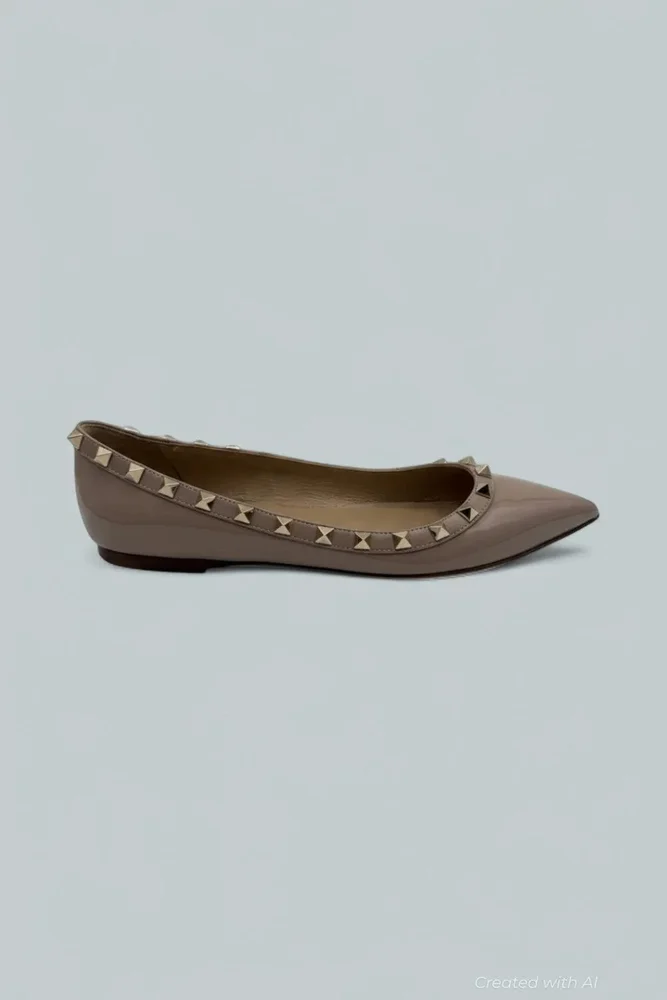 Women's Rockstud Pointed Toe Ballet Flats - Poudre