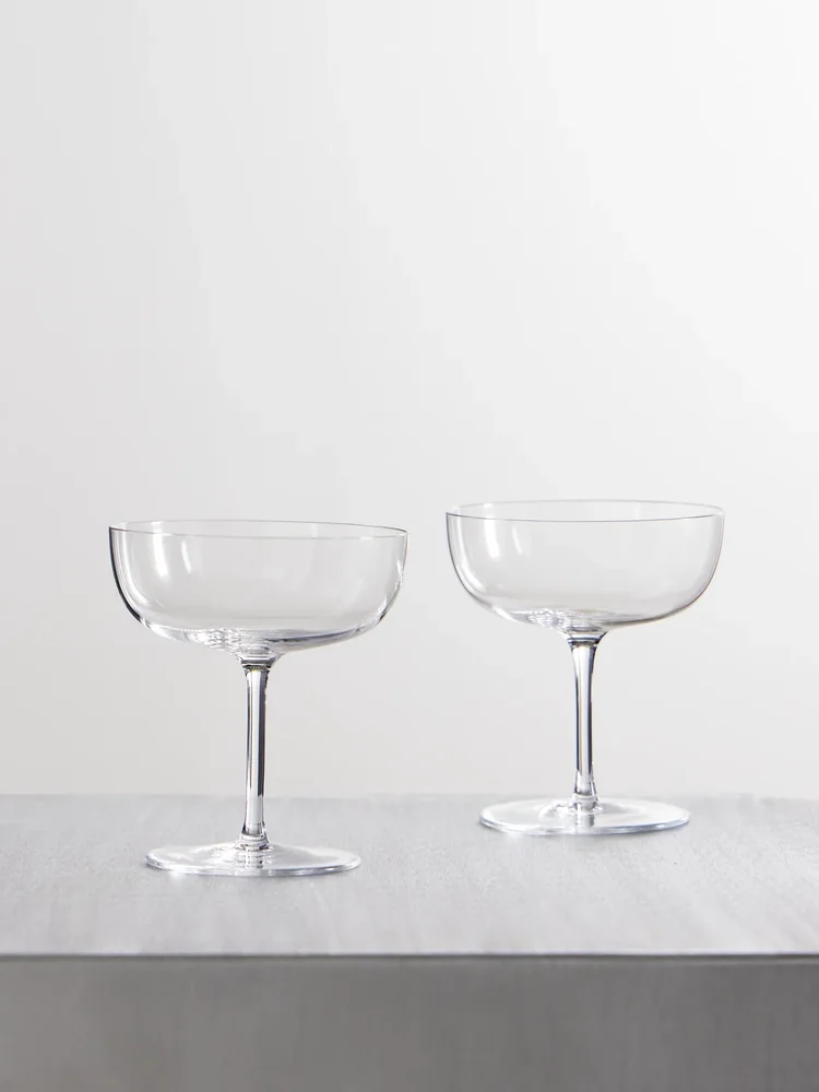 Set of two crystal glass champagne coupes
