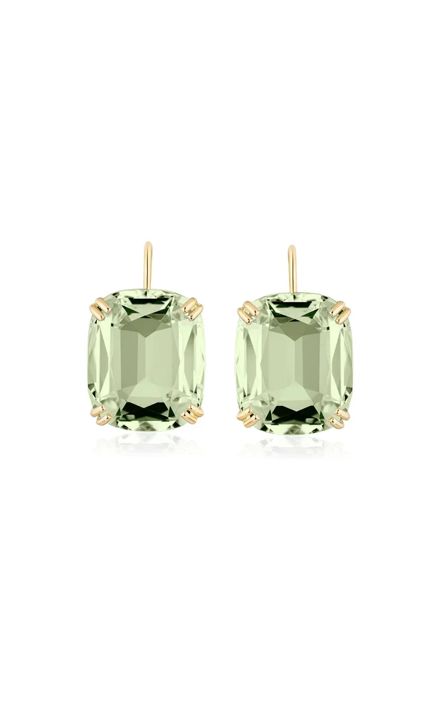 18K Yellow Gold Prasiolite Earrings