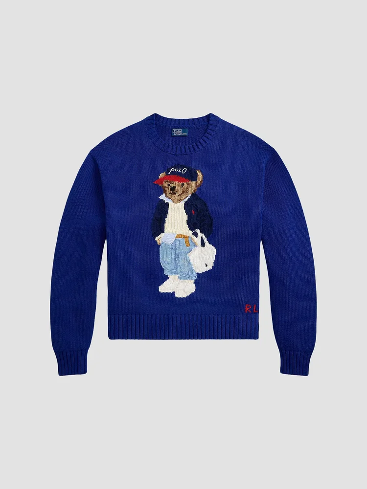 Polo Bear Cotton Crewneck Sweater
