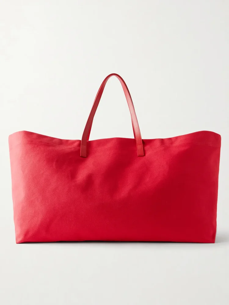 Cottage leather-trimmed canvas tote