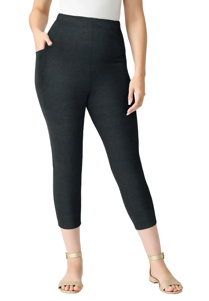 Roaman's Side Pocket Essential Capri Legging