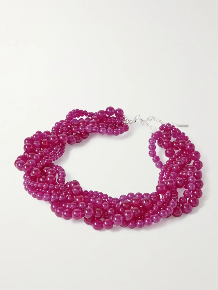 Silver-plated chalcedony necklace
