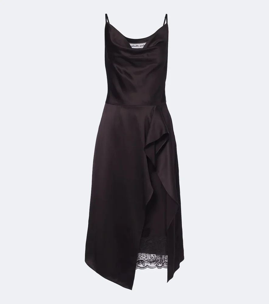 Lace-trimmed satin slip dress