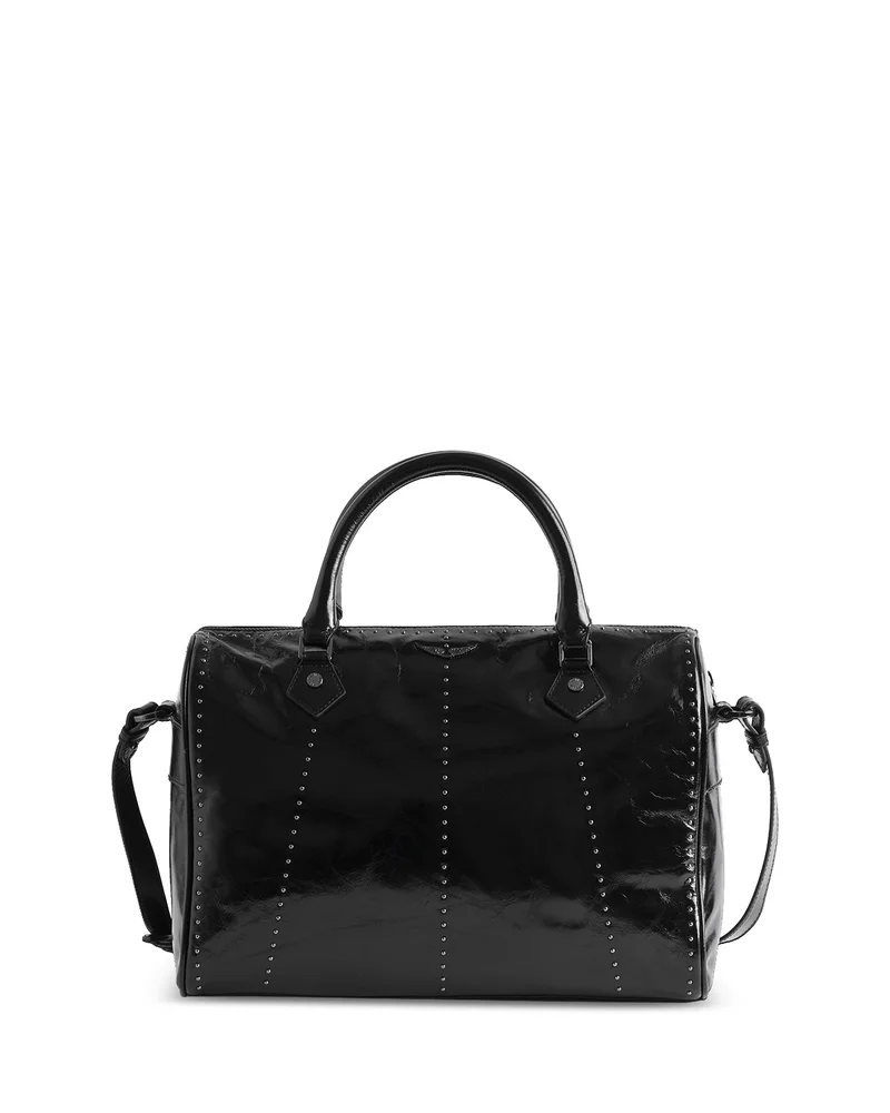Sunny Vibe Medium Studded Vintage Patent Leather Shoulder Bag
