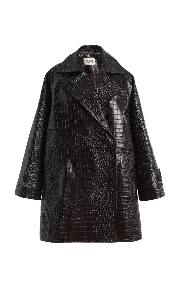 Clea Embossed Leather Coat
