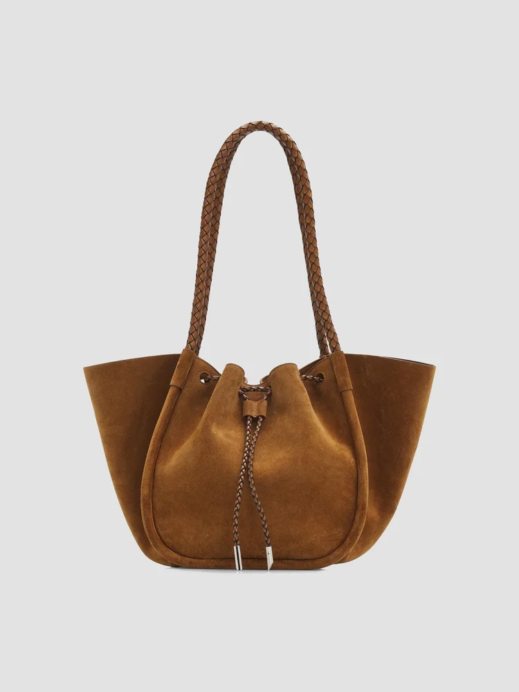 Braided Large Suede Tote Bag