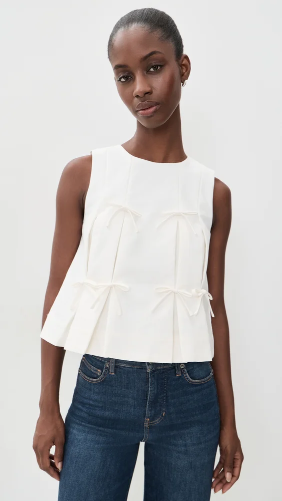 Multi Bow Pleated Top