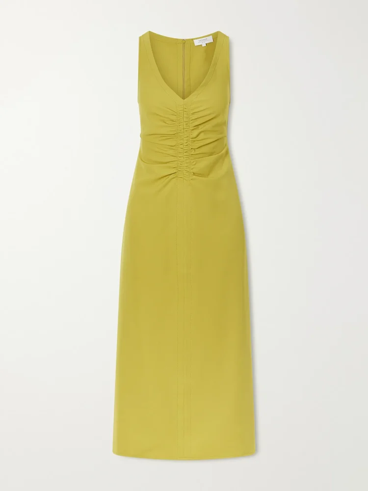 Noemi gathered recycled-crepe midi dress