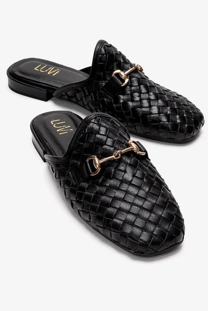 Senia Leather Woven Mule