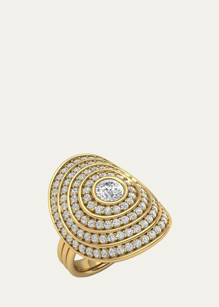 Universum 18K Pave Ring with Center Diamond