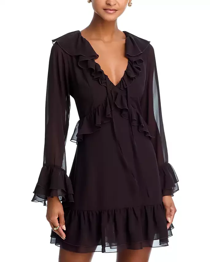Ruffle Long Sleeve Mini Dress - Exclusive