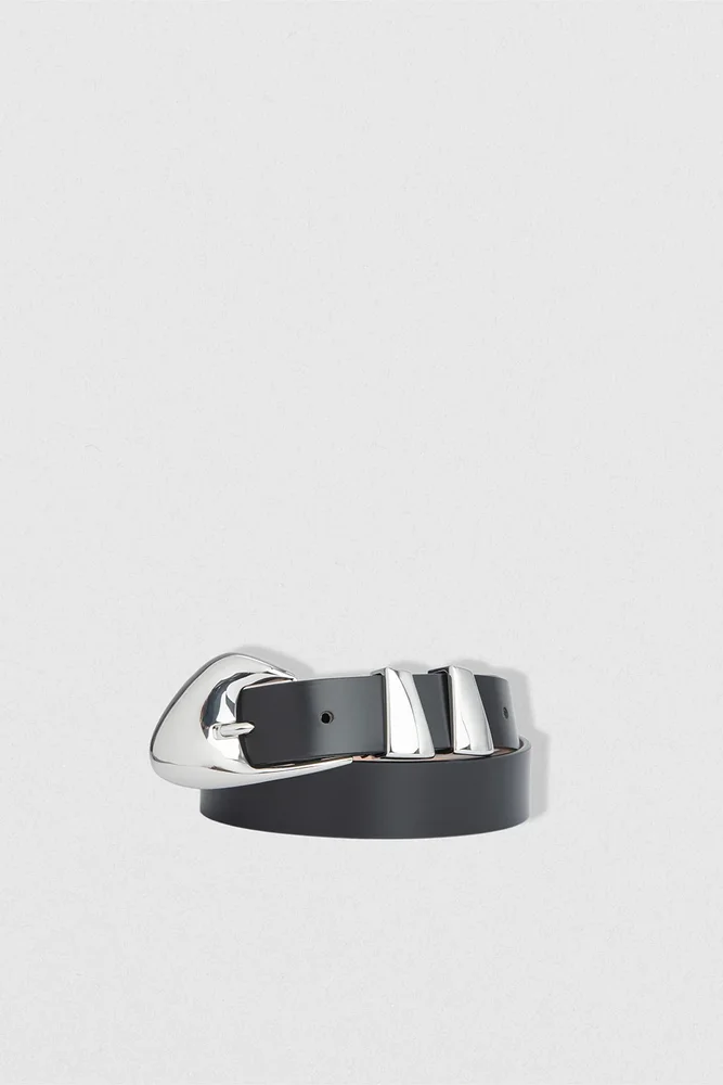 Moore Black Semi Patent Leather Belt