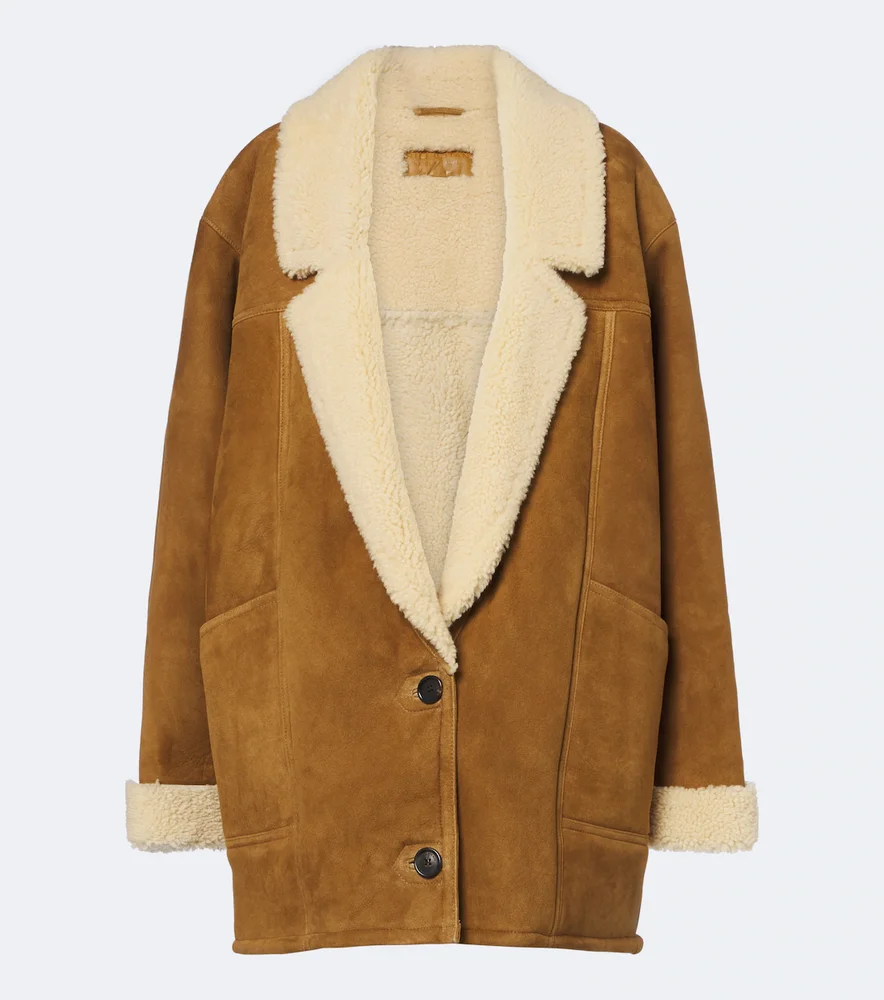 Noelle shearling-lined suede coat