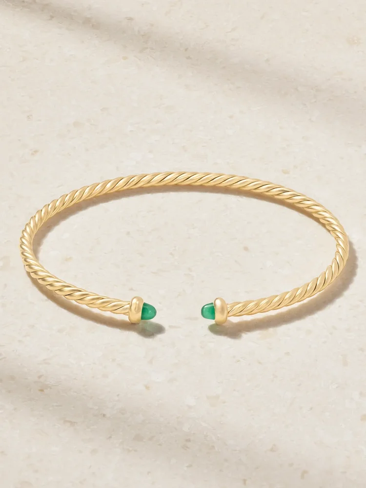 Micro Cablespira Flex 18-karat gold emerald bangle