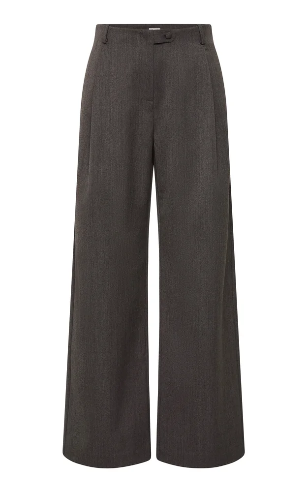Wool-Blend Tab Pleat Pants