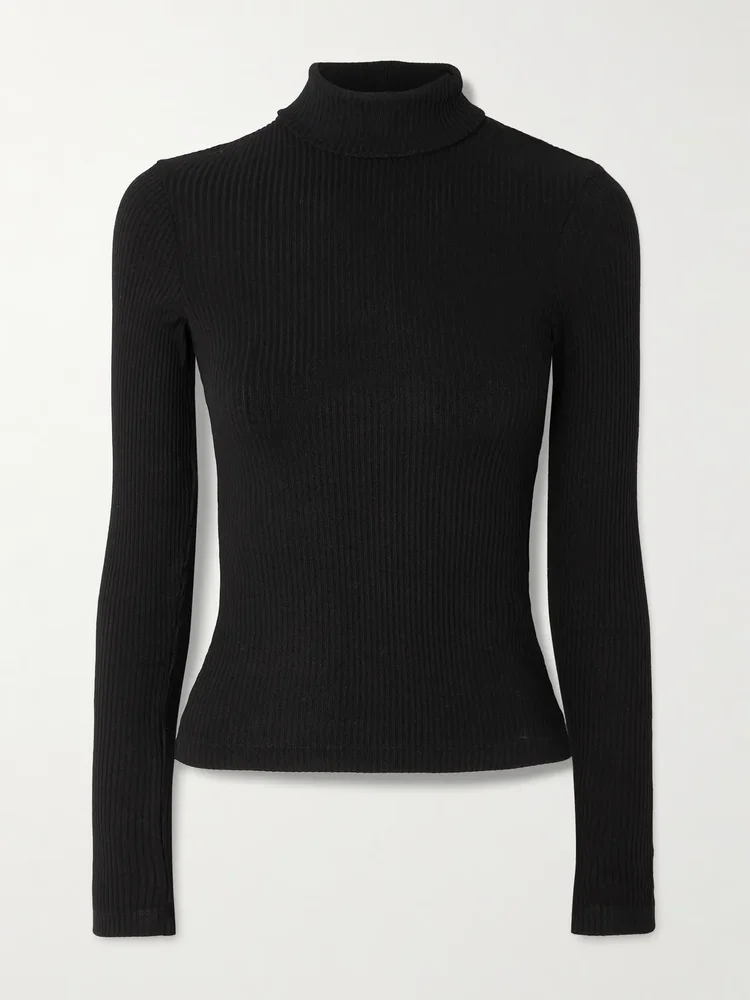 Caradene ribbed stretch-Lyocell turtleneck sweater