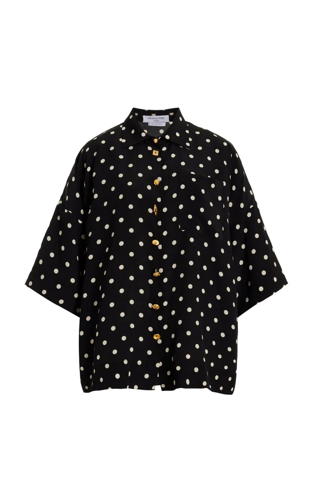 Exclusive Zaoua Polka-Dot Deadstock-Silk Shirt