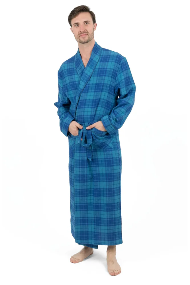 Men's Flannel Robe, 100% Cotton