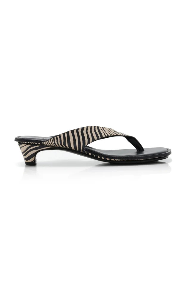 Opanka Zebra-Print Leather Thong Sandals