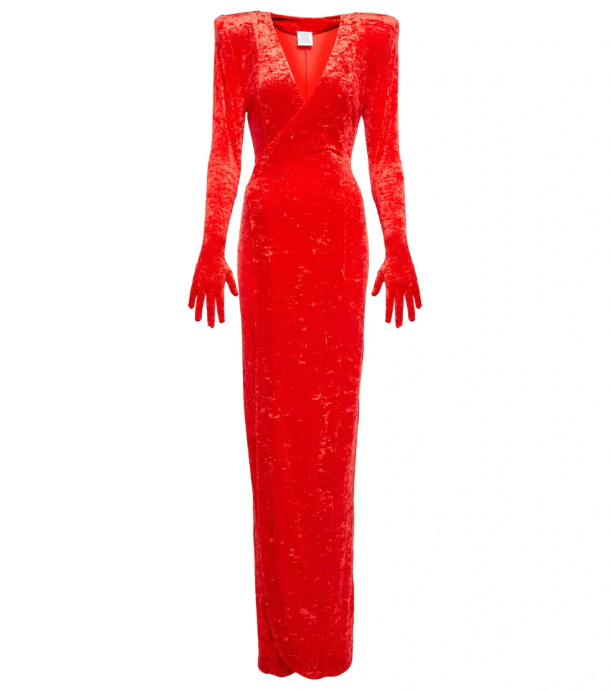 Wrap velvet maxi dress