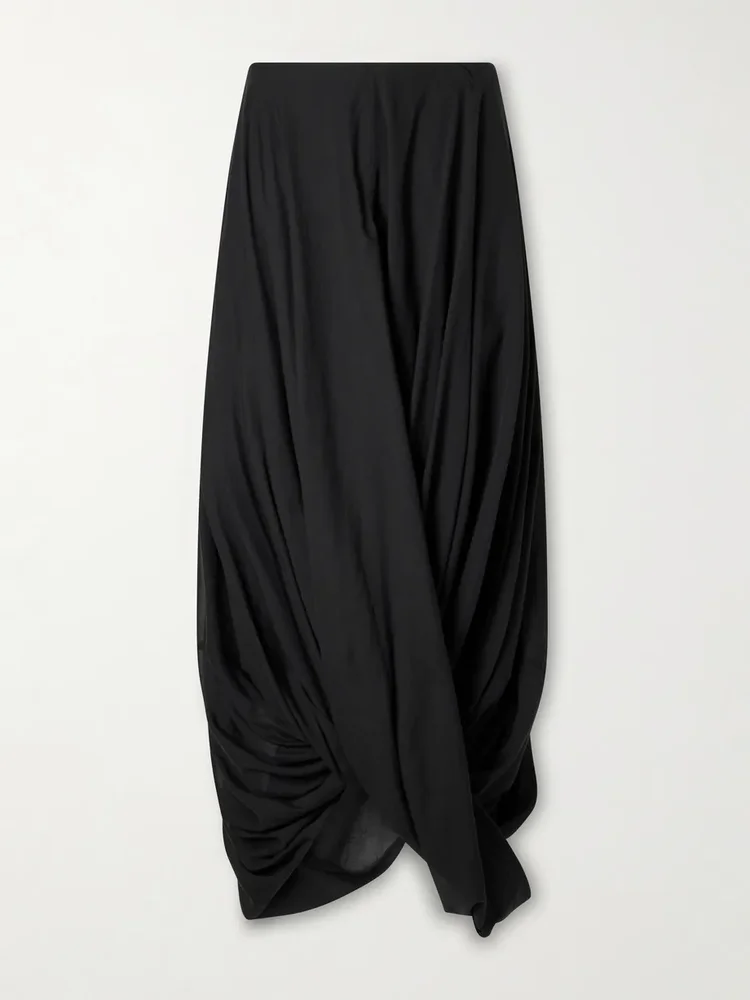 Cocoon draped Lyocell and organic cotton-blend maxi skirt