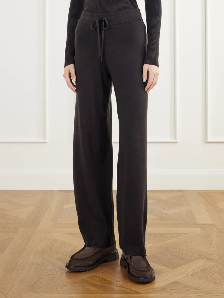 Geilo drawstring merino wool straight-leg pants