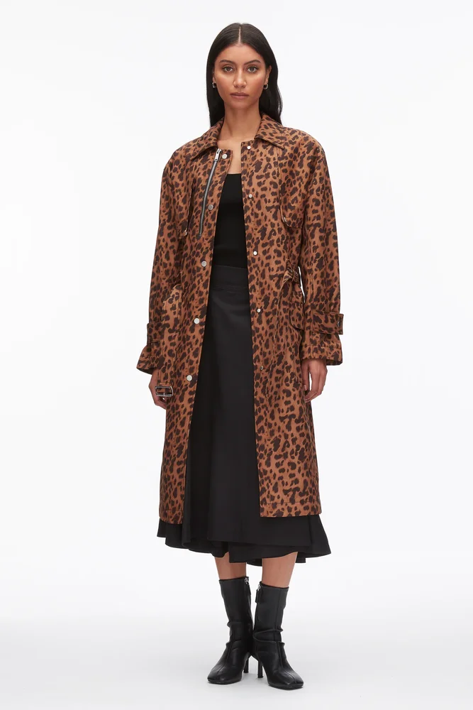 Leopard Print Trench Coat