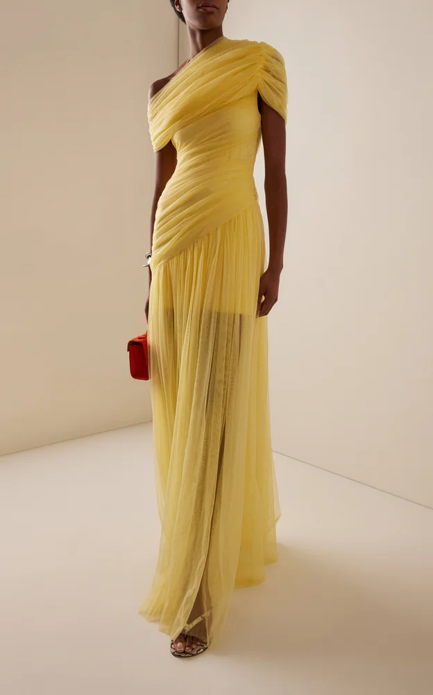 Himalia Gathered Tulle Maxi Dress