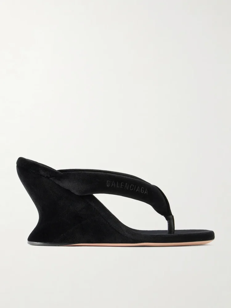 Gaeta 90 velvet wedge sandals