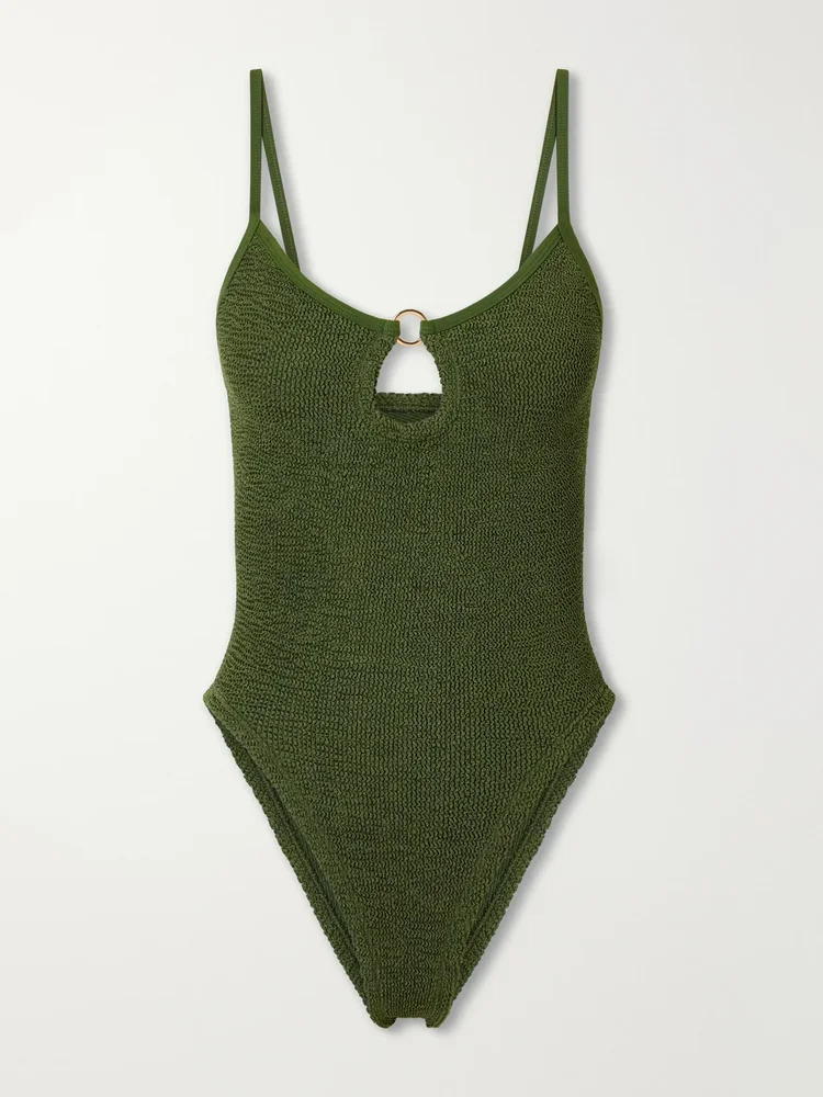 Mia embellished cutout Original Crinkle™ swimsuit
