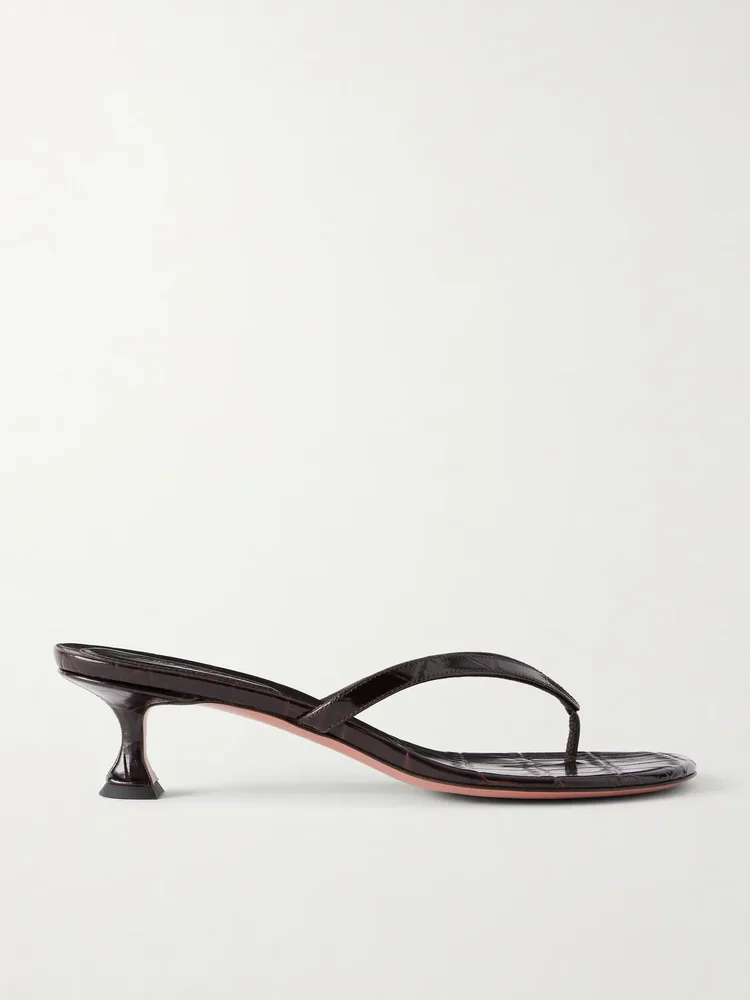 Juliette 45 croc-effect leather thong sandals